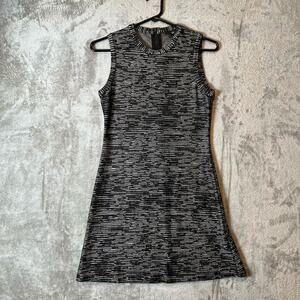 Theory Vimlin Prosecco Sleeveless‎ Mini Dress Sz 0 Black White Virgin Wool Blend